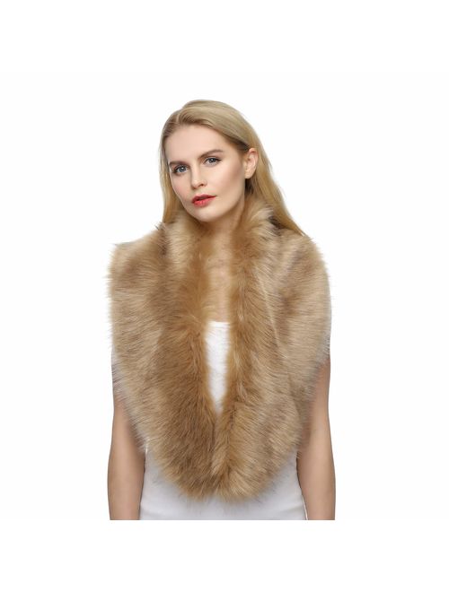 Dikoaina Extra Large Women's Faux Fur Collar for Winter Coat