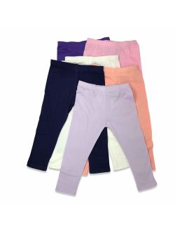 Boys Girls Toddler Little Kids Unisex 6 Pack Cotton Stretch Snug Fitting Long Pant Leggings