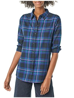 Women's Classic-Fit Long-Sleeve Lightweight Plaid Flannel Shirt