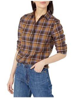 Women's Classic-Fit Long-Sleeve Lightweight Plaid Flannel Shirt