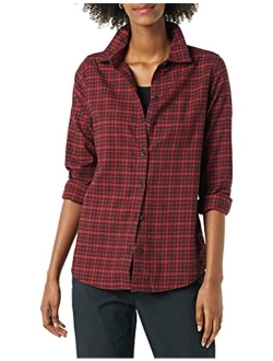 Women's Classic-Fit Long-Sleeve Lightweight Plaid Flannel Shirt