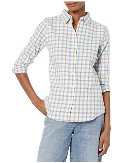 Amazon Essentials Women's Classic-Fit Long-Sleeve Lightweight Plaid Flannel Shirt