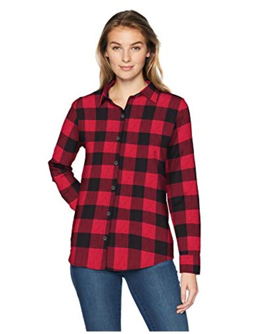 Amazon Essentials Women's Classic-Fit Long-Sleeve Lightweight Plaid Flannel Shirt