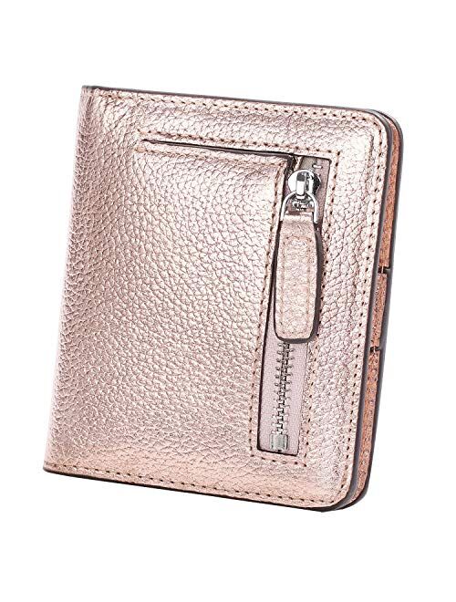 AINIMOER Small Leather Wallet for Women, Ladies Credit Card Holder RFID Blocking Women's Mini Bifold Pocket Purse