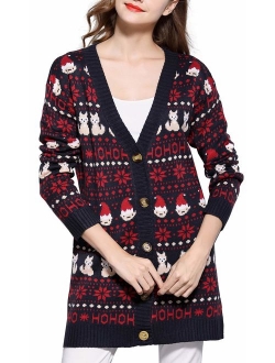 v28 Womens Oversized Christmas Reindeer Cardigan