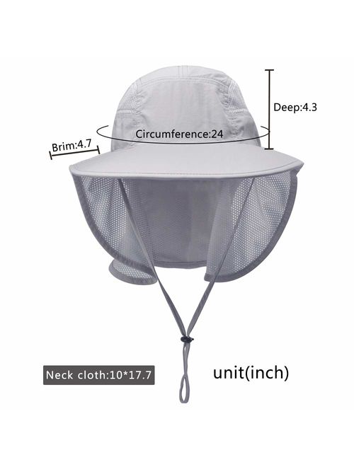 Lenikis Unisex Outdoor Activities UV Protecting Sun Hats with Neck Flap