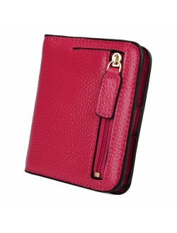 YALUXE Genuine Leather Wallet Women's RFID Blocking Small Compact Ladies Mini Purse with ID Window