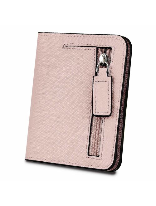 YALUXE Genuine Leather Wallet Women's RFID Blocking Small Compact Ladies Mini Purse with ID Window