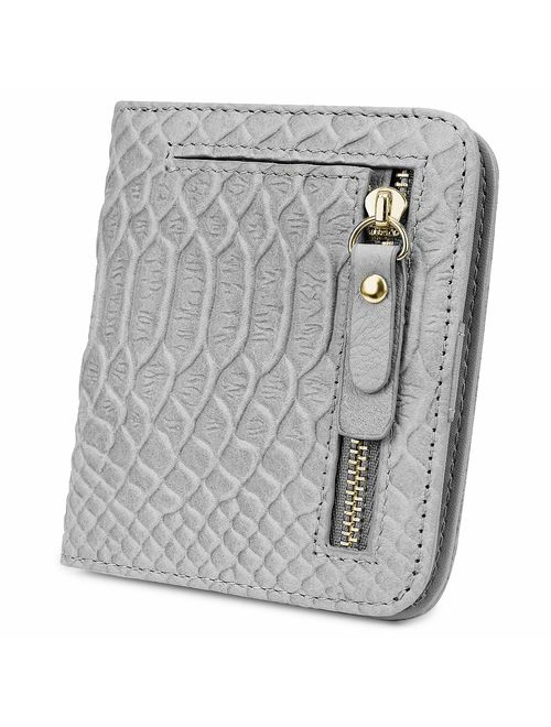 YALUXE Genuine Leather Wallet Women's RFID Blocking Small Compact Ladies Mini Purse with ID Window