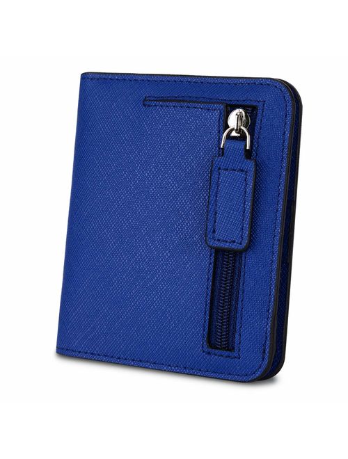 YALUXE Genuine Leather Wallet Women's RFID Blocking Small Compact Ladies Mini Purse with ID Window