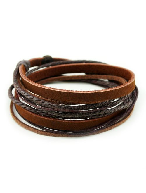 FRD.2Y Genuine Leather Bracelet for Women & Men,Unisex Multilayer Leather Adjustable Bracelet Cuff Wrap Multicolor Rope Wristband