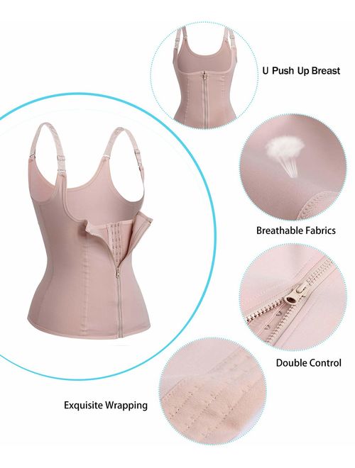 Buy Nebility Women Waist Trainer Corset Zipper Vest Body Shaper