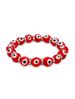 Bling Jewelry Turkish Glass Bead Evil Eye Stretch Bracelet for Women for Teen Rondelle Crystal Spacers for ProtectionMore Colors