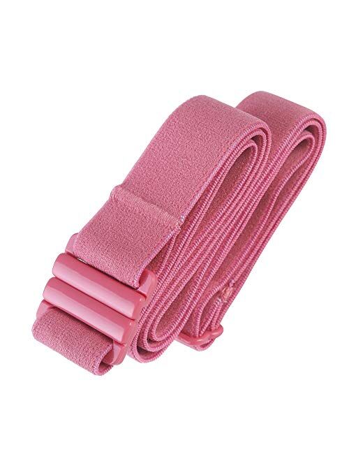 Adjustable No Show Flat Buckle Free Belt Stretchable Elastic Belt with Non-Slip Backing