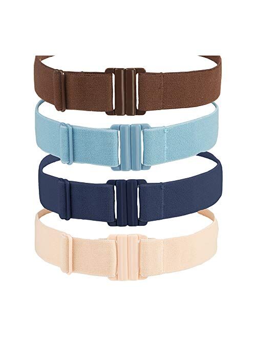 Adjustable No Show Flat Buckle Free Belt Stretchable Elastic Belt with Non-Slip Backing