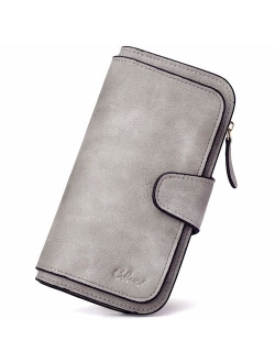 Wallet for Women Leather Designer Bifold Long Ladies Credit Card Holder Organizer Ladies Clutch