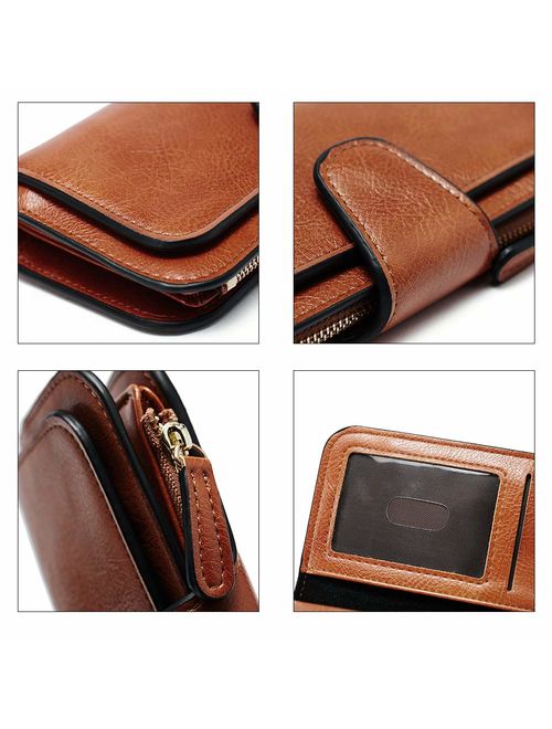 Wallet for Women Leather Designer Bifold Long Ladies Credit Card Holder Organizer Ladies Clutch