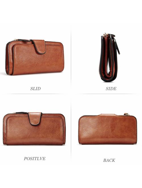 Wallet for Women Leather Designer Bifold Long Ladies Credit Card Holder Organizer Ladies Clutch