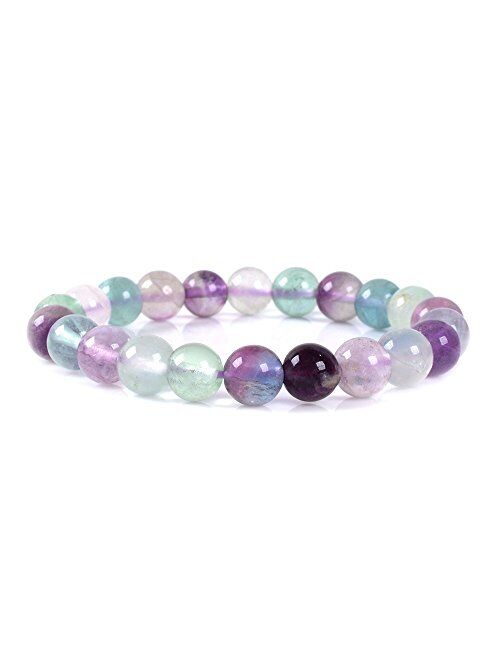 Justinstones 8mm Round Beads Stretch Bracelet 7 Inch Unisex