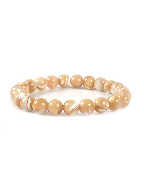 Justinstones 8mm Round Beads Stretch Bracelet 7 Inch Unisex