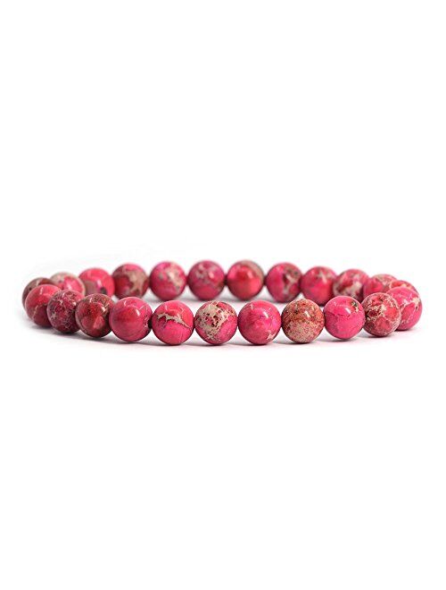 Justinstones 8mm Round Beads Stretch Bracelet 7 Inch Unisex