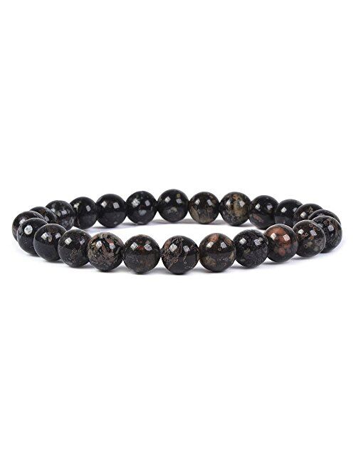 Justinstones 8mm Round Beads Stretch Bracelet 7 Inch Unisex