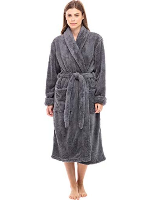 Alexander Del Rossa Women's Plush Fleece Robe, Warm Long Hair Shaggy Bathrobe