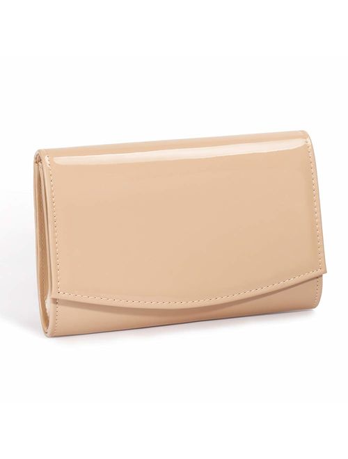 Women Patent Leather Wallets Fashion Clutch Purses,WALLYN'S Evening Bag Handbag Solid Color