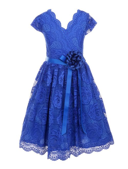 iGirldress Little Girls Floral Design Lace Easter/Spring Dress Sizes 2-14