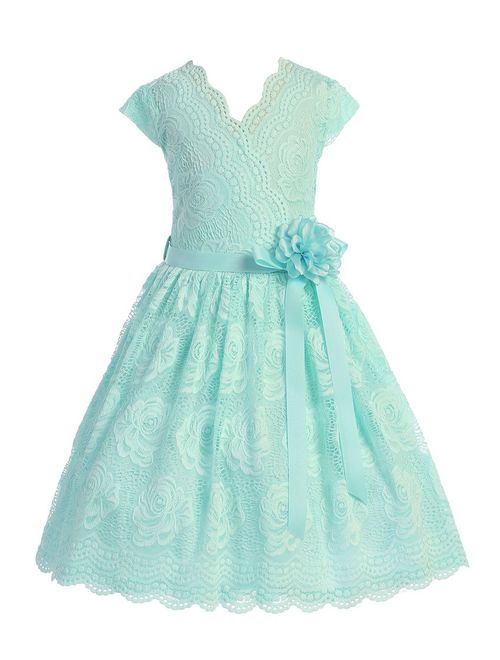 iGirldress Little Girls Floral Design Lace Easter/Spring Dress Sizes 2-14