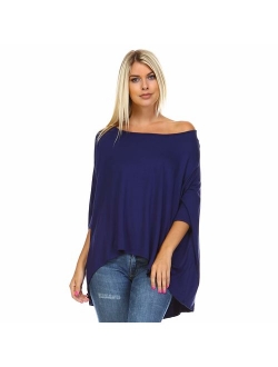 Isaac Liev Women's Batwing Sleeves Off Shoulder Baggy Versatile Oversized Loose T-Shirt Shirt Blouse Tunic Top - Made in The USA