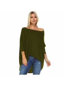 Isaac Liev Women's Batwing Sleeves Off Shoulder Baggy Versatile Oversized Loose T-Shirt Shirt Blouse Tunic Top - Made in The USA