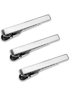 Buy Tie Bar Clip Brushed Silver Tone 3 Stripes Premium Pinch Clasp By Puentes Denver Online Topofstyle