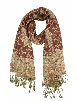 Paskmlna Reversible Paisley Pashmina Shawl Wrap Elegant Colors