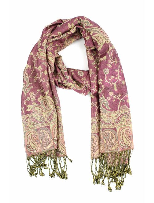 Paskmlna Reversible Paisley Pashmina Shawl Wrap Elegant Colors