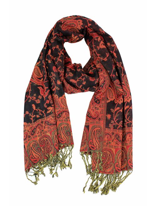 Paskmlna Reversible Paisley Pashmina Shawl Wrap Elegant Colors