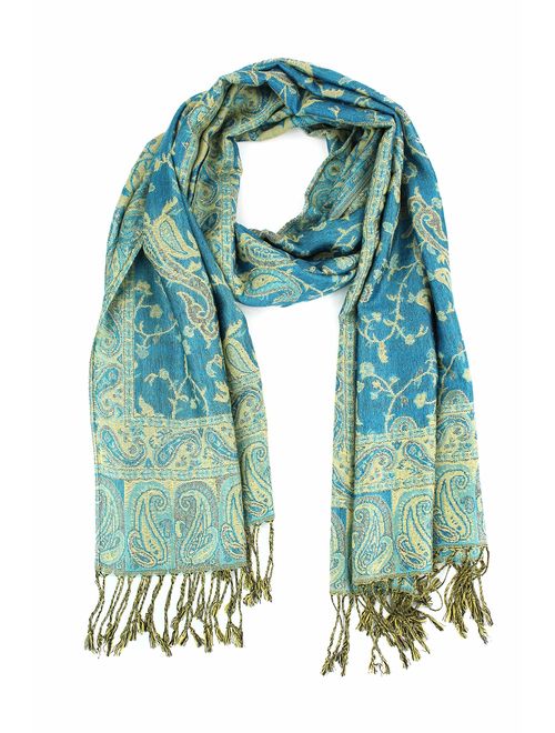 Paskmlna Reversible Paisley Pashmina Shawl Wrap Elegant Colors