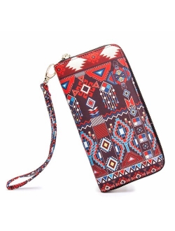 LOVESHE Women wallet Purse Zip Travel Purse Wristlet Bohemian