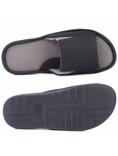 Buy LongBay Men's Comfy Memory Foam Slide Slippers Breathable Mesh ...