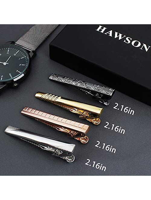 HAWSON 4 Pcs Tie Clip Set for Men - Best Gifts for Men