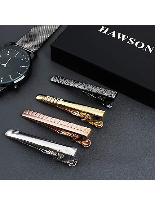 HAWSON 4 Pcs Tie Clip Set for Men - Best Gifts for Men