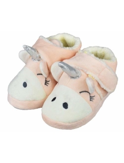 Tirzrro Girls/Kids Cute Unicorn Slippers with Warm Plush Fleece Indoor Outdoor Slip-on Booties