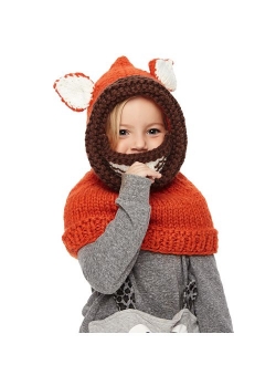 Sumolux Winter Kids Warm Cat Animal Hats Knitted Coif Hood Scarf Beanies for Autumn Winter