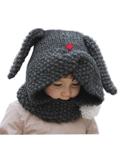 Sumolux Winter Kids Warm Cat Animal Hats Knitted Coif Hood Scarf Beanies for Autumn Winter