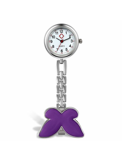 Avaner Heart Shape Smile Face Nurse Fob Clip On Brooch Hanging Pocket Watch