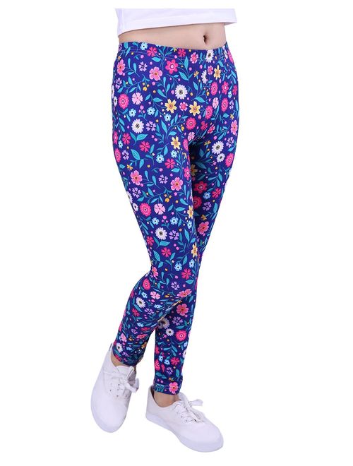 HDE Girl's Ultra Soft Leggings with Print Designs Full Ankle Length Comfy Pants