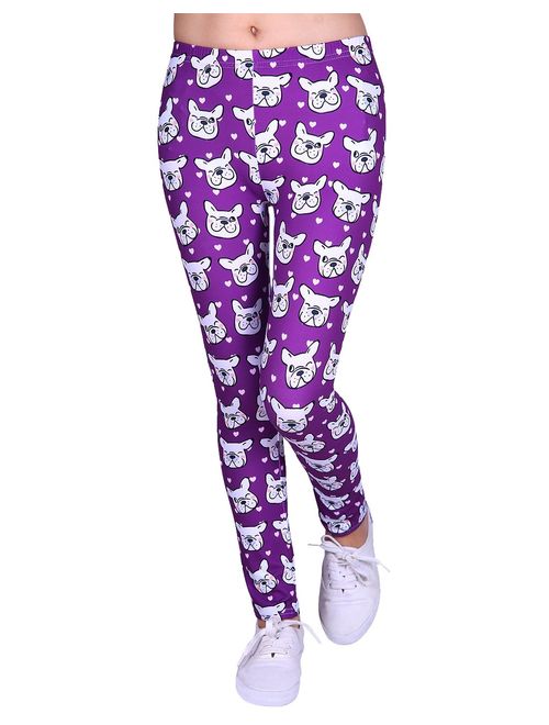 HDE Girl's Ultra Soft Leggings with Print Designs Full Ankle Length Comfy Pants