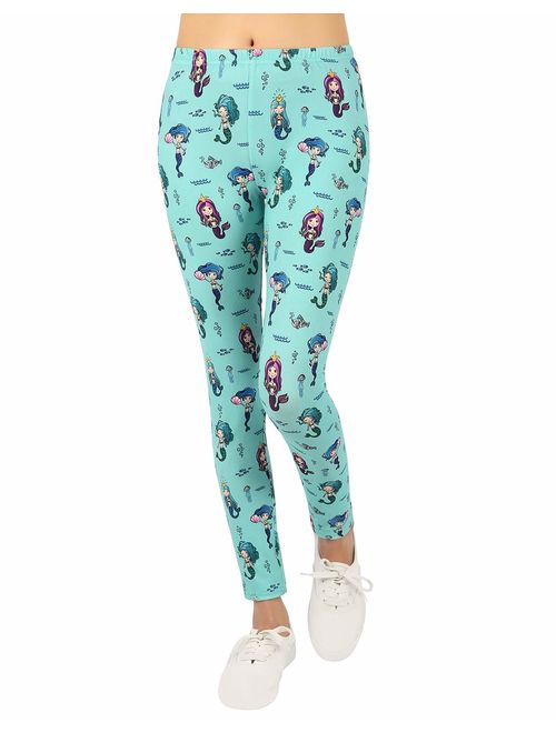 HDE Girl's Ultra Soft Leggings with Print Designs Full Ankle Length Comfy Pants