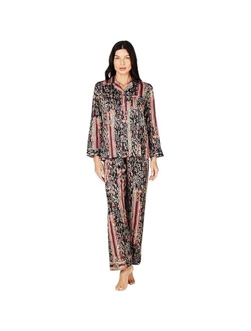 Womens Silk Satin Pajamas Set Button Down Sleepwear Loungewear XS~3XL