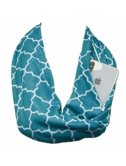 Pop Fashion Scarves for Women, Girls, Ladies, Infinity Scarf with Zipper Pocket Pattern Print Lightweight Wrap - $44.99